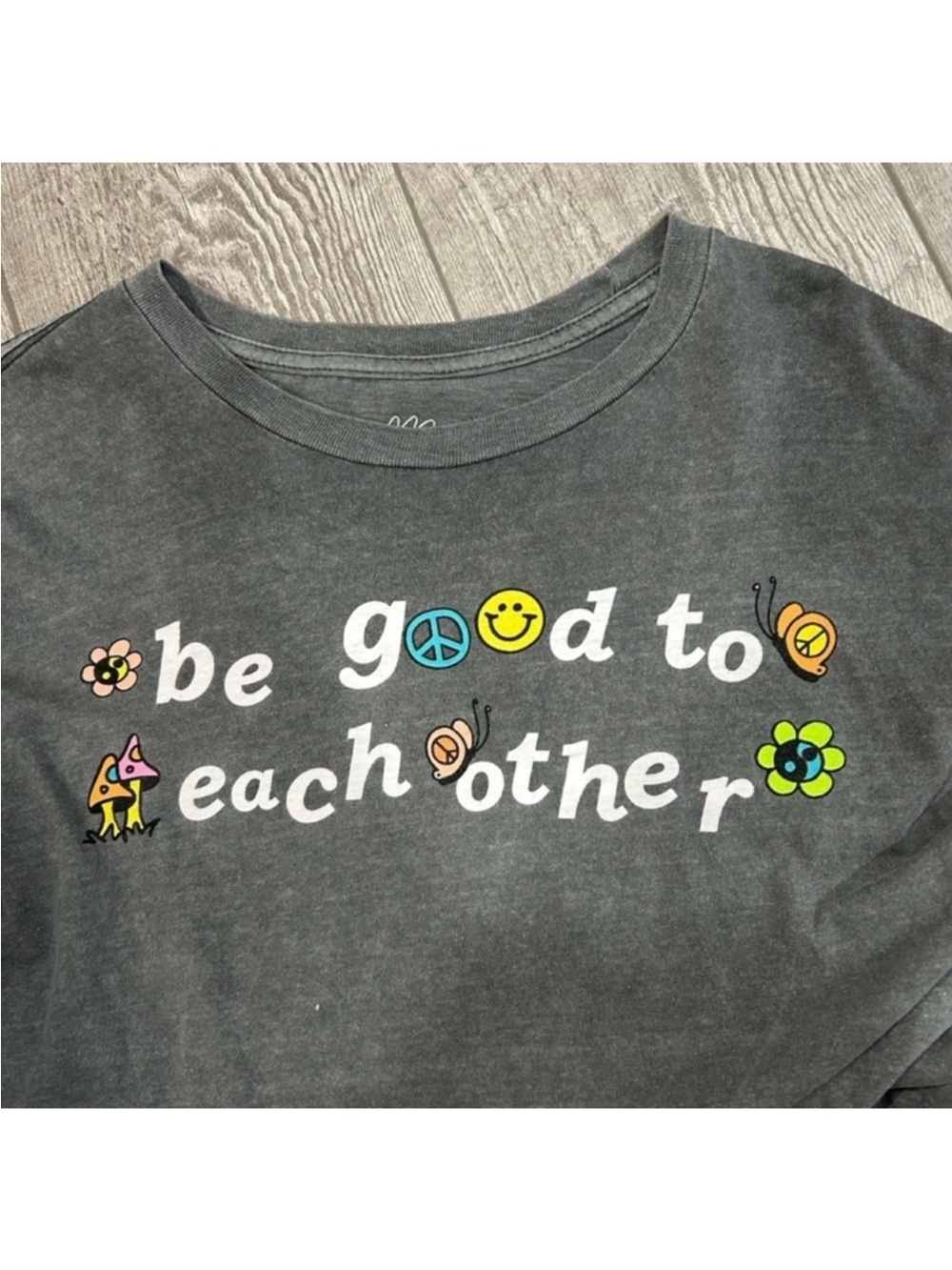 PacSun 'Be Good To Each Other' Long Sleeve Grey Graphic Tee